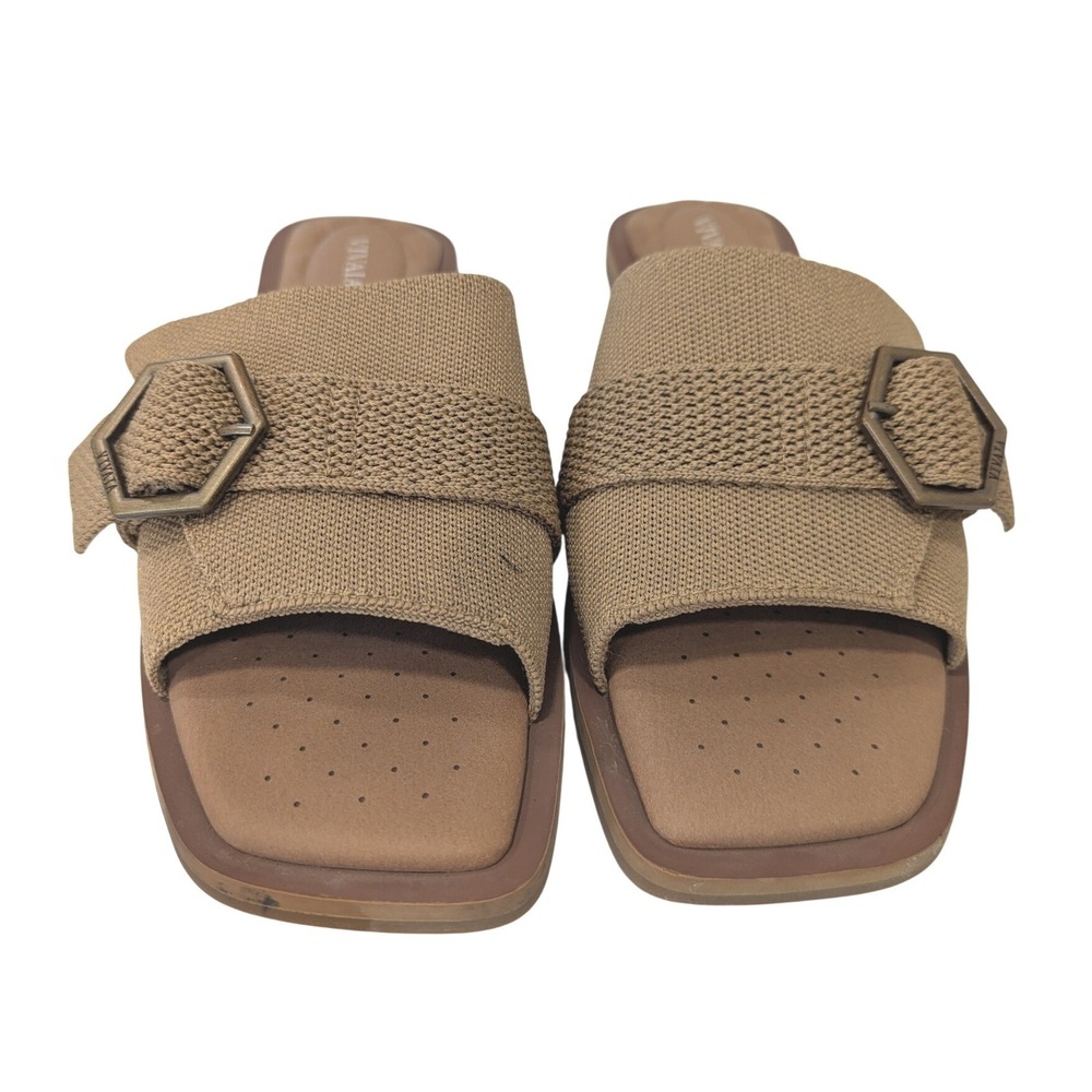 Vivaia Micah Pillow Top Slide Sandals Tan Knit Buckle Sustainable EU 40 US 9 - Picture 2 of 10
